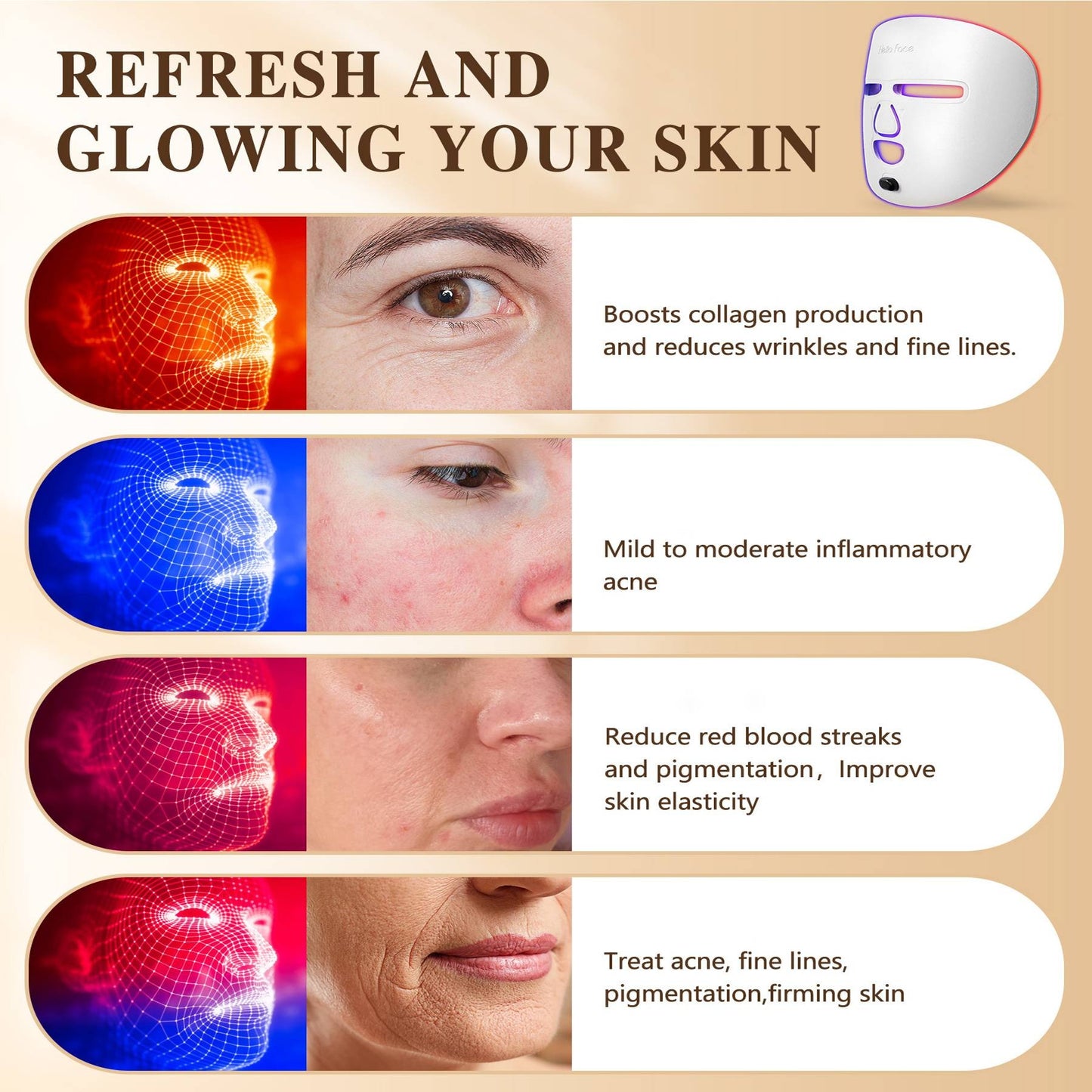 LED Face Mask Red Light Therapy